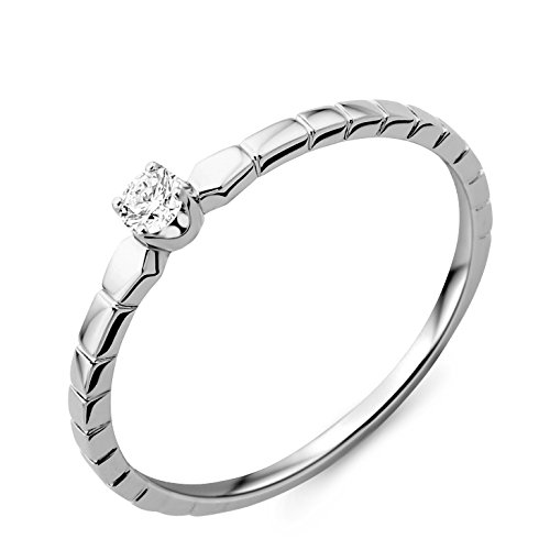 Miore solitaire ring 9 karaat (375) witgoud diamant 0,08 ct