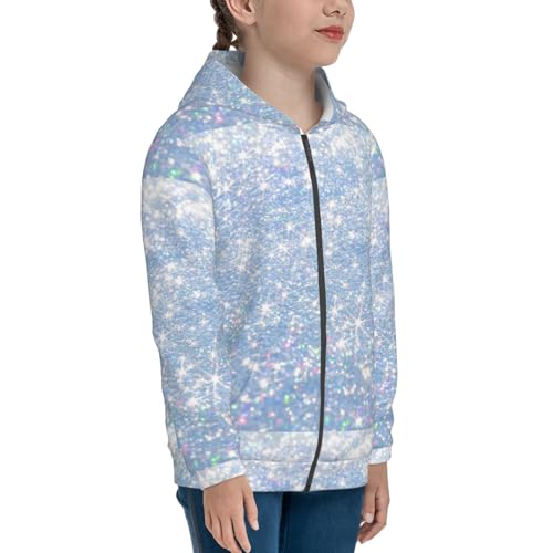 White Bule Glitter Kid Hoodies Boys Zip Up Sweatshirts Girls Pullover with Pocket4