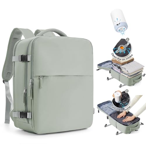 SZLX Vakuum Rucksack Handgepäck Damen, Airbag Rucksack Vakuum mit Vakuumsystem für Reisen, Ryanair Vacuum Reiserucksack mit Pumpe Wasserdicht Herren Vakuumkoffer