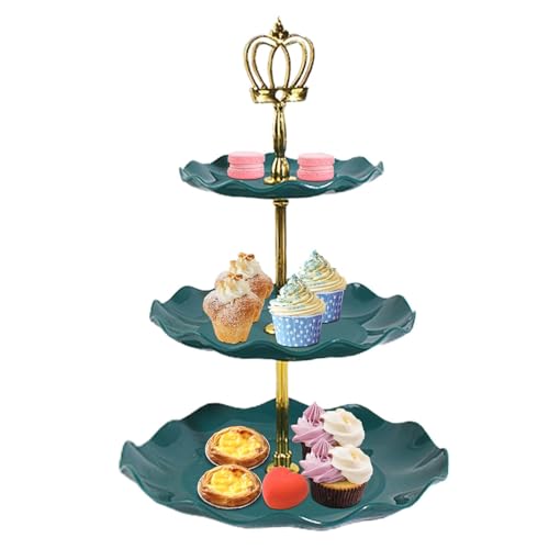 Samuliy Soporte para postres, soporte de frutas de 3 niveles, plato de frutas europeo, soportes de exhibición de cupcakes, torre de servir galletas para bodas y cumpleaños