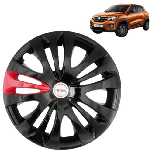 Image of PRIGAN KWID Black Red Wheel Cover 13 inch for -KWID (Set of 4 Pcs) (Press Fitting) Model- Camry Black Red 13