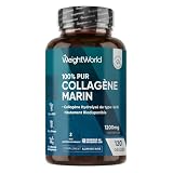 Collagene Marin Gelules Pur Type 1 & 3, 120 Gélules Multi-Usages, Peptide de Collagene Marin Hydrolysé, 1200mg sans Additifs ni OGM, sans Gluten ni Stéarate de Magnésium, 2 Mois d'Approvisionnement