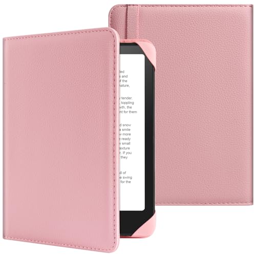 Image of HoYiXi Universal Case for 6 inch Kindle eReader Compatible with Paperwhite(2015 /2018) /Pocketbook and Tolino /Kobo Clara HD,6 inch eReader Protective Case Cover Elastic Rope,Pink