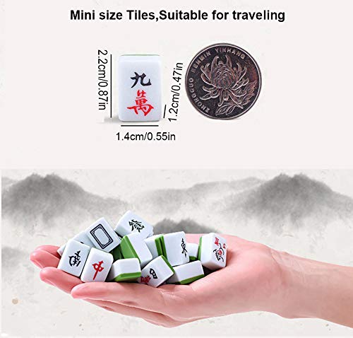 Set Mini Mahjong 144 Fichas Verde Portátil miniatura 2