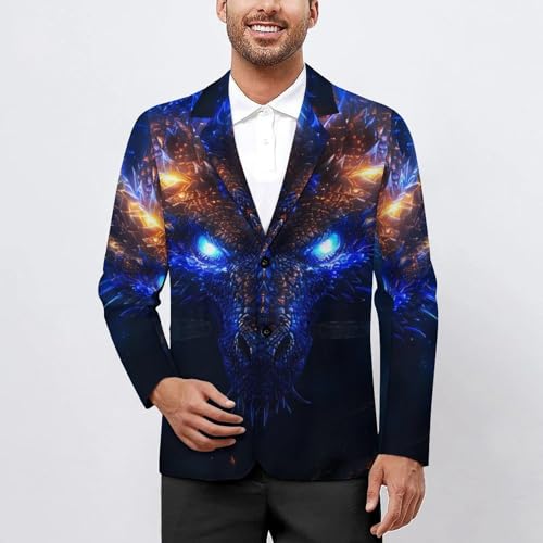 Dragon Men's Suits Dress Business Formal Suit Print Jackets Coat For Wedding Party2