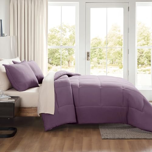 UGG Leonora Comforter Set with 2 Pillow Shams Lightweight Down Alternative Blanket Reversible Cozy Warm All Season Washable and Hypoallergenic Bedding Set, King, Purple Shadow - Image 3