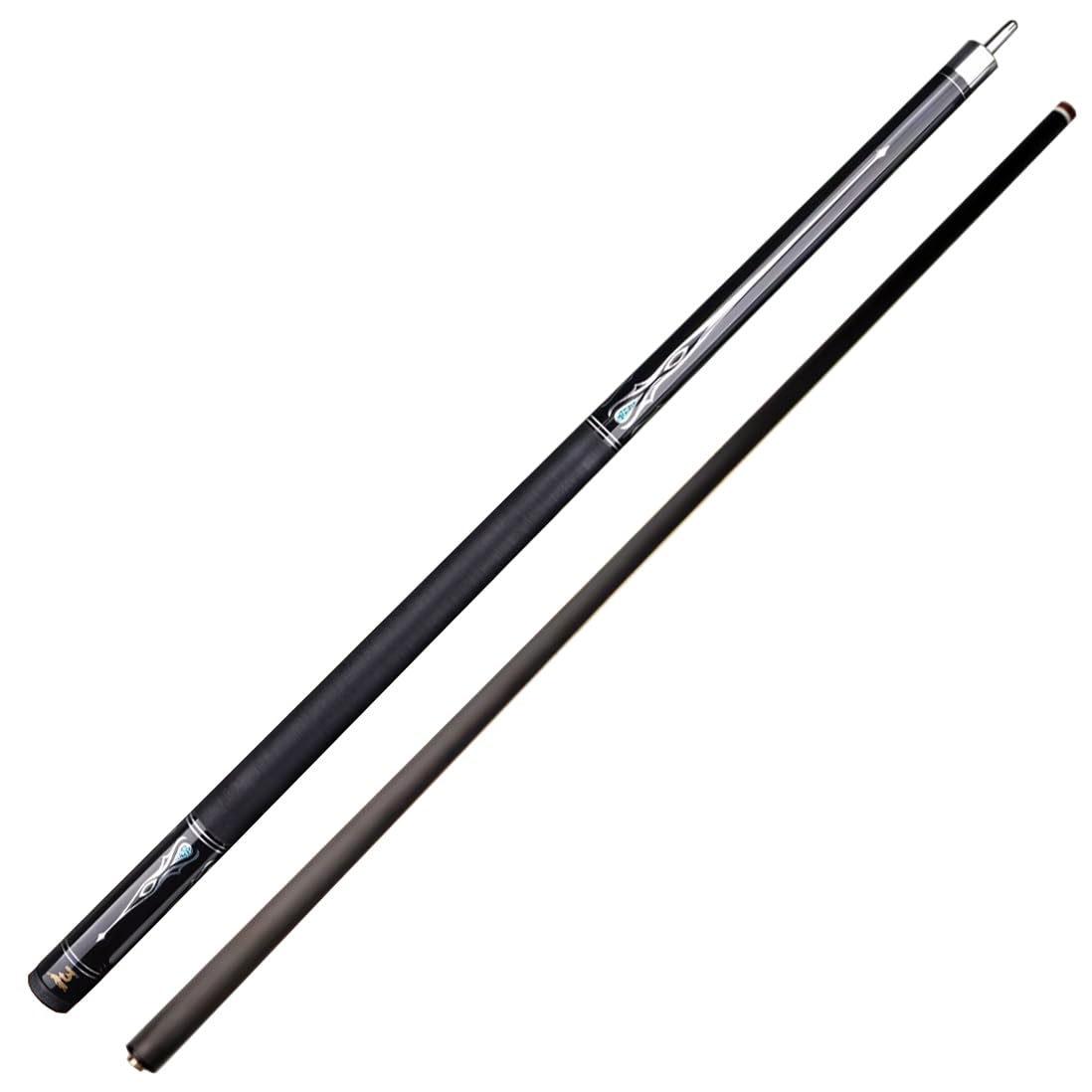HTDRE Pool Cue Stick, Carbon Fibre 58 Inch 1/2 Joint Handmade 2 Piece American Professional Billiard Pool Cue with Anti-Slip Thread Wrapping, 19 19.5 20oz(Size:11.8MM,Color:Black)