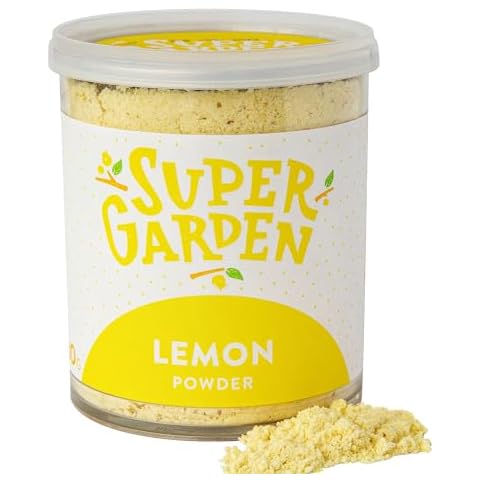 Super Garden Freeze Dried Lemon Powder | 100% Natural & Zesty Flavor Freeze Dried Fruit | Perfect for Cooking, baking Lemon Cake or making Delicious Lemonade | 80g Cover