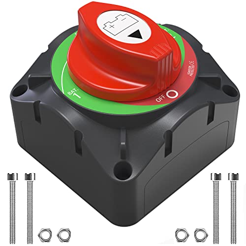 COZYEHOO High Current Battery Disconnect Switch ，12-48V High Current for Car Marine Boat RV Vehicles Automotive Replacement(1-2-Both-Off)