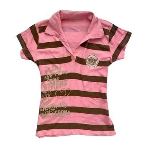 Vintage Alt Graphic Tees Y2k Grunge Polo Shirts Teen Girls Women Whimsy Twee 2000s Short Sleeve Collared Tops