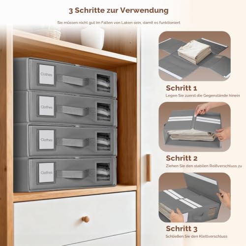 Boic 4 Stück Bettwäsche Organizer Mit Sichtfenster Und Etikett, Linen Bed Sheet Organiser Box… – Ansicht 5