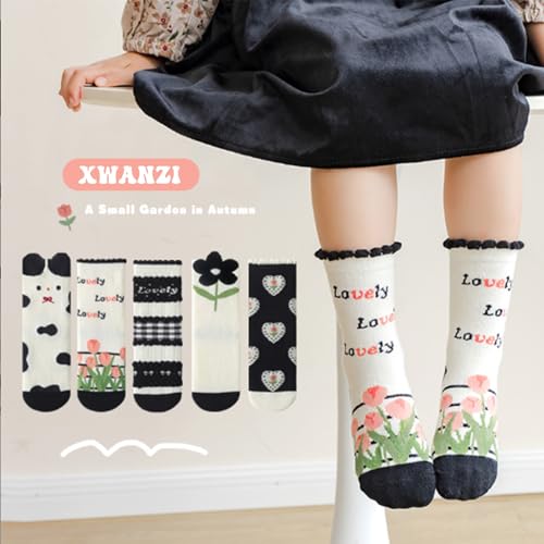Girls Socks Cute Cartoon Mid Calf Crew Socks for Girl 2-12 Years3