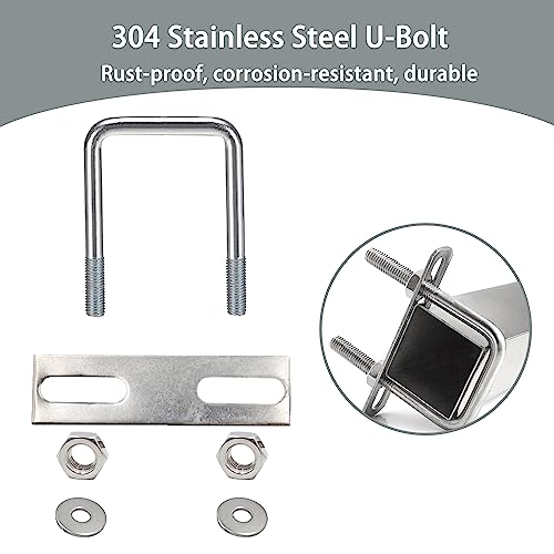 duoyif U-Bolts M10 90mm x 150mm Square Stainless Steel With Nut Frame Plate Washer U Bolts For Pipe Fixing Car Ships Die 1pc (M10 90x150mm) - Image 3