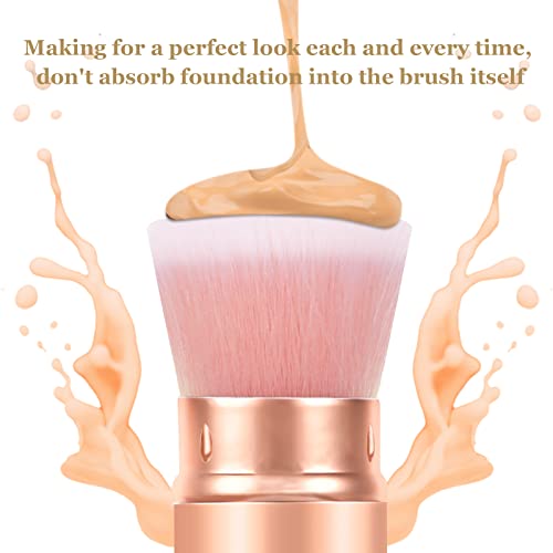 Falliny Retractable Makeup Brushes, Travel Kabuki Powder Foundation Brush, Portable Face Liquid Foundation Sunscreen Brush With Cover For Blending Liquid, Bronzer,Cream Or Flawless Powder Cosmetics #TOP2