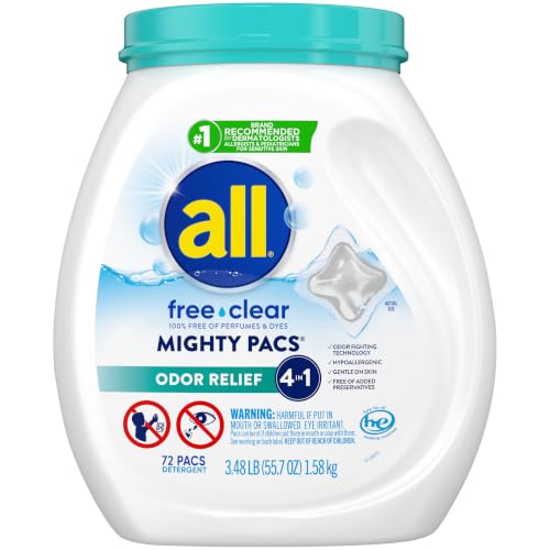 all Unit Dose Laundry Detergent Mighty Pacs Free Clear Odor Relief 72 Count