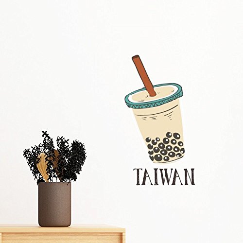 Sticker Mural Thé au Lait Perle Taiwan Amovible 70cm DIYthinker