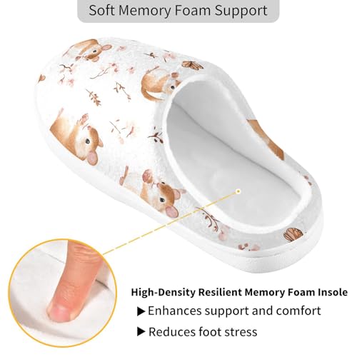 JUNZAN Cute animal White Women Home Cotton Slippers Winter Memory Foam Hotel Slippers for Spa Christmas Presents 6-72