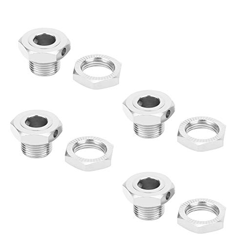 Alomejor Aluminiumlegierungsrad-Sechskantkupplungssatz 17 Mm, 4 St&uuml;ck f&uuml;r 1/8 RC-Auto, Mehrere Farben, Ersatzteile (Silver)