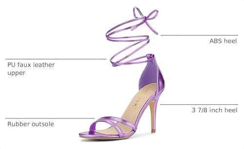 Allegra K Allegra K Women's Open Toe Lace-Up Stiletto Taro Purple Heels Sandals 6 M US