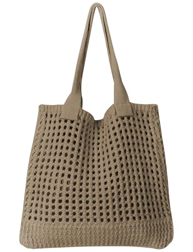 Ausing Crochet Beach Bag Bolsos de Playa Bolso de Crochet Diseño Hueco Diario Viajes Caqui Ausing Crochet Beach Bag Bolsos de Playa Bolso de Crochet Diseño Hueco Diario Viajes Caqui