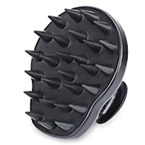 TATATIYA Scalp Massager Shampoo Brush For Hair Growth Eco-friendly Wheat Straw Body With Soft Silicon Bristles Hair Scalp Scrubber Scalp Exfoliator | Dandruff Removal, Prevents Hair Loss (Black)