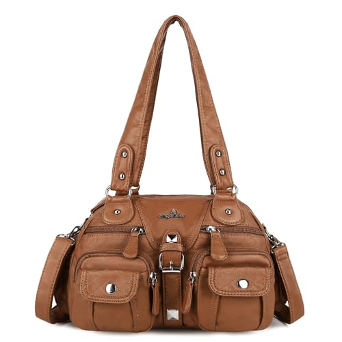 Image of Angel Kiss Hobo Crossbody Purses for Women Shoulder Bag Multipocket Soft Hobo Purses Removable Strap Leather Handbags