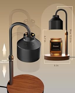 LISUNAR Electric Candle Warmer Lamp Black, Candle Lamp Warmer with Timer, Wax Warmer Lamp for Jar Candles, Adjustable Height Candle Light Warmer with 2 Bulbs