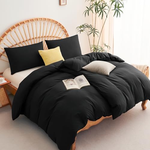 WAVVE Bettwäsche 135x200 4teilig Schwarz - 40x80 Kissenbezüge, Mikrofaser – Ansicht 2