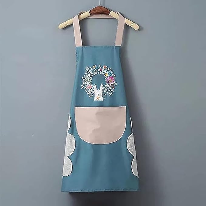 ORBITORA 1 Pack Cute Kitchen Apron Cooking Apron for Women Couple Waterproof with Pocket and Hand-Wiping Area Apron for Cooking,BBQ, Kitchen, Garden 1