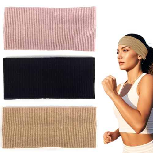 UEAVOID Diademas Mujer Set de 3, 3 Colores - Cintas Pelo Antideslizantes, Suaves y Elásticas para Deporte, Yoga y Entrenamiento. Turbantes Absorbentes y Transpirables para Mujer