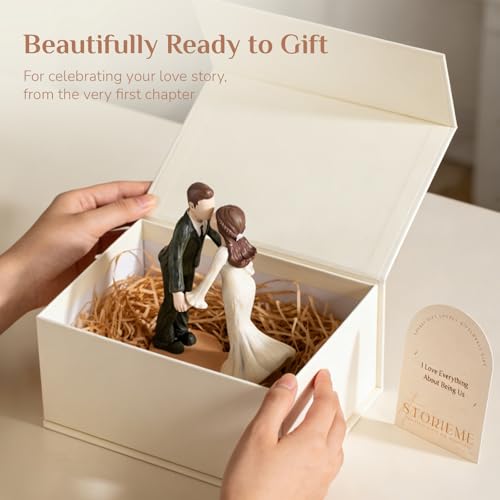 Storieme Bride and Groom Cake Topper: 5.3" Elegant Wedding Toppers for Cake - Newlyweds Resin Figurines Couple Gifts for Anniversary by Storieme - Image 7