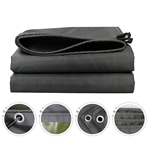Bâche en toile robuste avec œillets et bords renforcés noire 5x6 m - 7