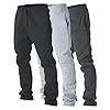 Ultra Performance Paquete de 3 pantalones deportivos de forro polar de pierna ancha con bolsillos, pantalones deportivos de entrenamiento con parte inferior abierta para hombre
