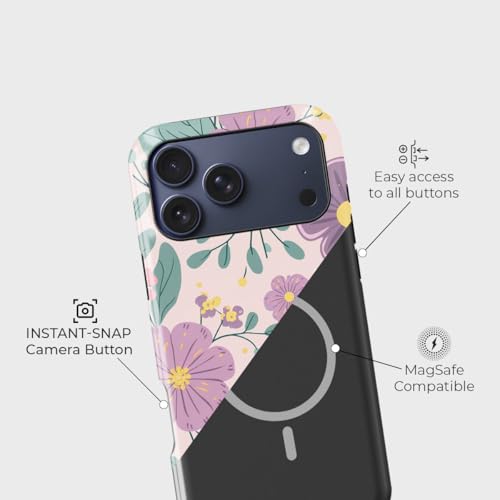 Image of Peeperly Spring Whimsy Crystal Case Compatible with iPhone 17 Pro, iPhone 17 Pro Back Cover Case- PC + Silicone