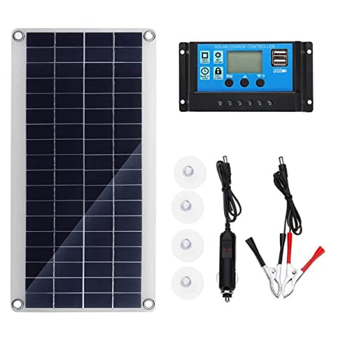 Wfhycoat 300 W Solar Panel High-Efficiency Solar Charger Solar Panel 12 V Solar Panel Solar Cell Kit Solar Panel with Charge Controller for Motorhome, Caravan, Household, Camping,10A Control Cover