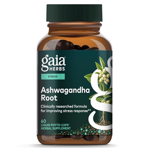 Gaia Herbs Ashwagandha Root - Stress Relief & Sleep Support Supplement - Supports Balanced Energy Levels & Positive Outlook* - 60 Vegan Liquid Phyto-Caps (30 Servings)