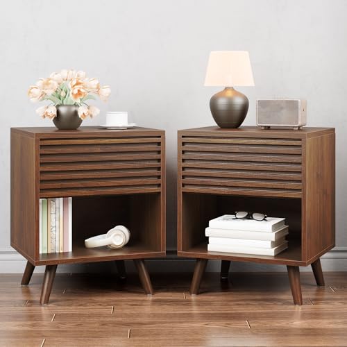 Alohappy Nightstands Set of 2, Mid Century Modern Nightstand, Wood