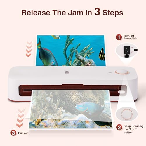 Bisofice A4 Laminator with 30 Laminating Films for A4/A5/A6, Thermal and Cold Laminating Machine with Paper Cutter, Corner Rounder and Punch, for School Office Family (White) - Thumbnail 2
