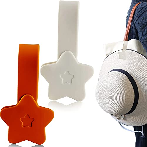 2 Piece Hat Clip for Travel Handbag Backpack Luggage, Magnetic Hat Clip for Travel on Bag, Portable Outdoor Women Child Adult Accessory Hat Companion (White & Orange) Cover