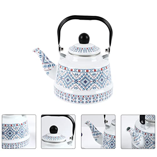 Cabilock Espresso Machine Tea Pot Porcelain Enameled Teakettle Enamel Teapot Stovetop Tea Kettle Decorative Hot Water Container Vintage Teapot For Kitchen Espresso Machine Tea Pot #TOP6