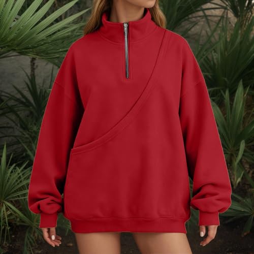 Sudadera sin capucha con cremallera de cuartos bolsillo y soga para gatos rojo L 7