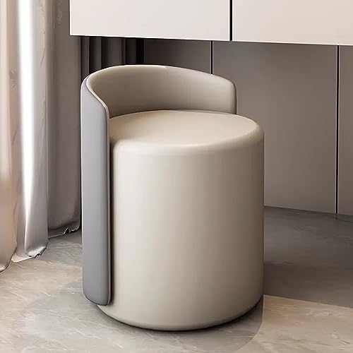 Accent Chair - Taburete giratorio redondo moderno de piel sintética para sala de estar, tocador, sala de maquillaje, dormitorio, color gris