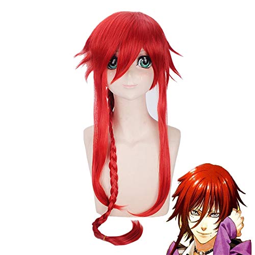 Anime Kamigami No Asobi Loki Laevatein Cosplay Wigs Halloween Long Braid Straight Red Synthetic Hair Wig + Wig Cap