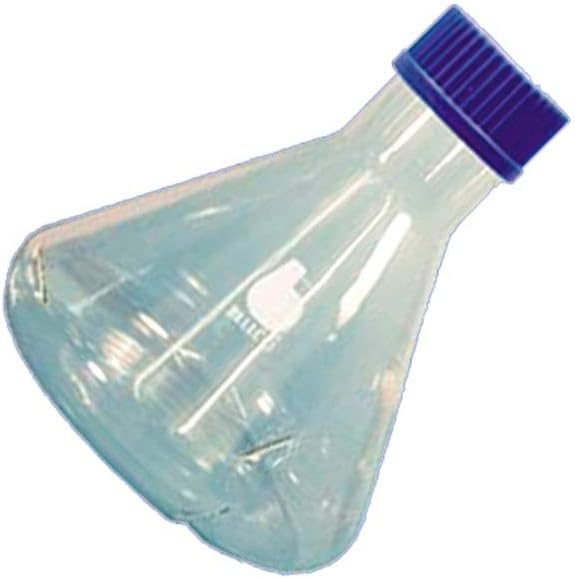 Bellco Glass 2552-01803 Borosilicate Glass Triple Bottom Baffled Fernbach Flask, GL45 Blue Polypropylene Membrane Cap, 1800ml Capacity