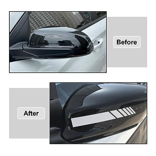 Image of Augeny 2 PCS Car Rear View Mirror Stickers, Waterproof Vinyl Auto Side Rearview Mirror Stripes, Universal Reflective Anti-Collision Striped Warning Decal for Most Vehicles (White)