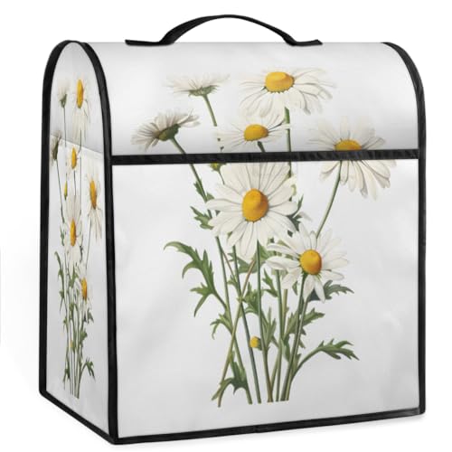 Coffee Maker Cover White Daisy Flower Kitchen Appliance Covers Small Appliance Covers Blender Cover Juicer Cover Dust Covers for Kitchen Appliances with Top Handle and Pockets,Washable,B893