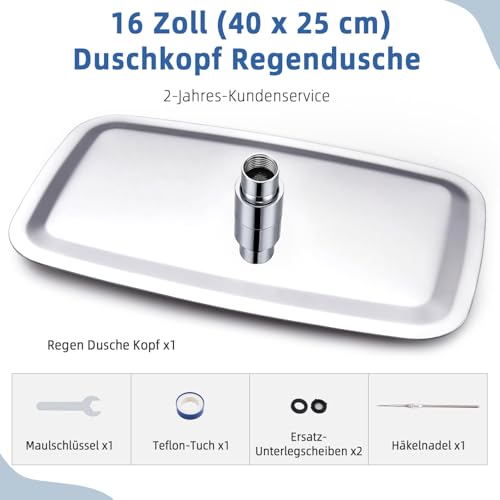 HardiValue Duschkopf Regendusche, Edelstahl Regendusche Duschkopf, Anti-Kalk-Düsen (Chrom, 40 x 25 cm)