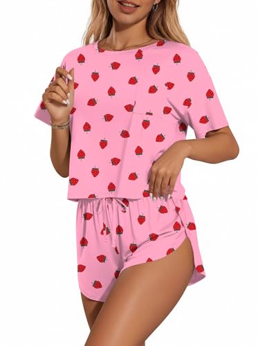 Image of Ekouaer Womens Pajama Sets Sexy Lounge Sets Side Split Short Pj Sets Cute Pjs 2 Piece Comfy Sleepwear Loungewear