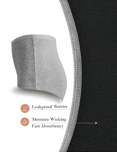 Image of AIRCUTE Washable Urinary Incontinence Protective Underwear for Women Leak Proof Absorbent Reusable Panties 60ML 1 Pack (Gray, X-Large)