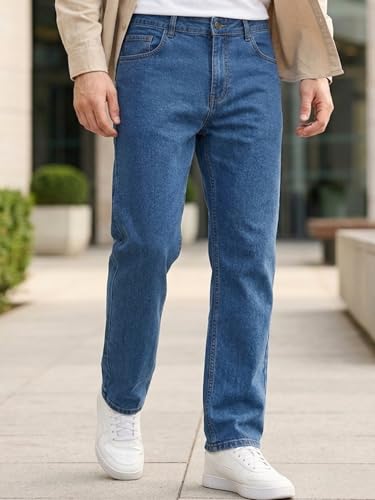 Urbano Fashion Men's Slim Fit Mid Rise Washed Jeans Light Blue - Image 3
